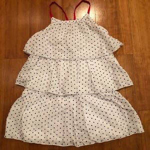 NWT White tiered dress with navy dots